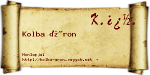 Kolba Áron névjegykártya