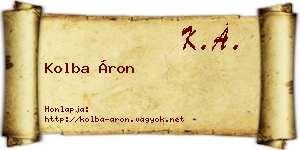 Kolba Áron névjegykártya