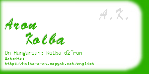 aron kolba business card